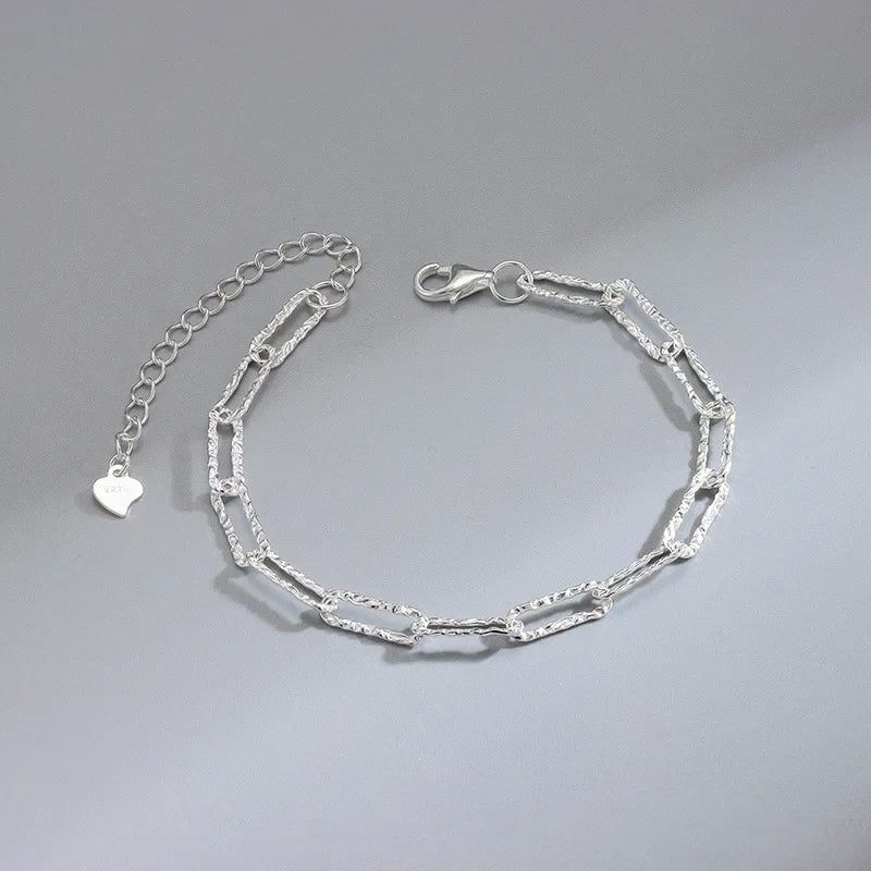 925 Sterling Silver Hollow Heart Zircon Eternity Bracelet For Women