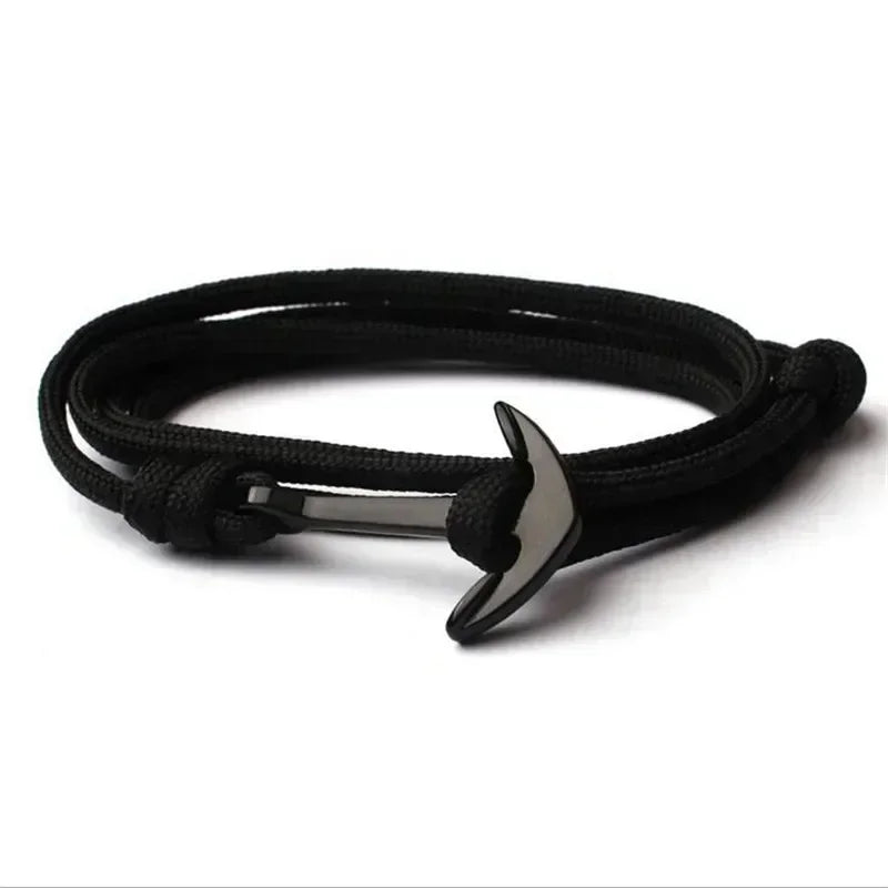 High-Quality Black Anchor Bracelet with Stylish Rope Chain Jewelry for Men