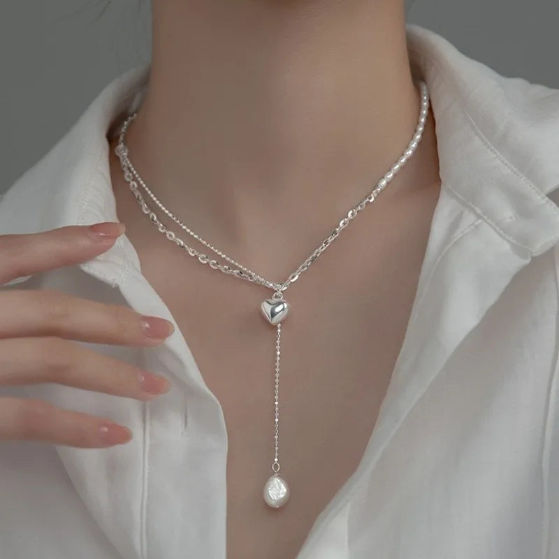 925 Silver Pearl Pendant Necklace for Women