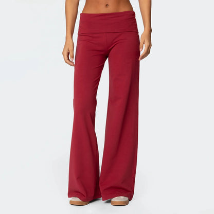 Casual TikTok Viral Wide Leg Sweatpants for Women – Low Rise Flare Lounge Yoga Pants