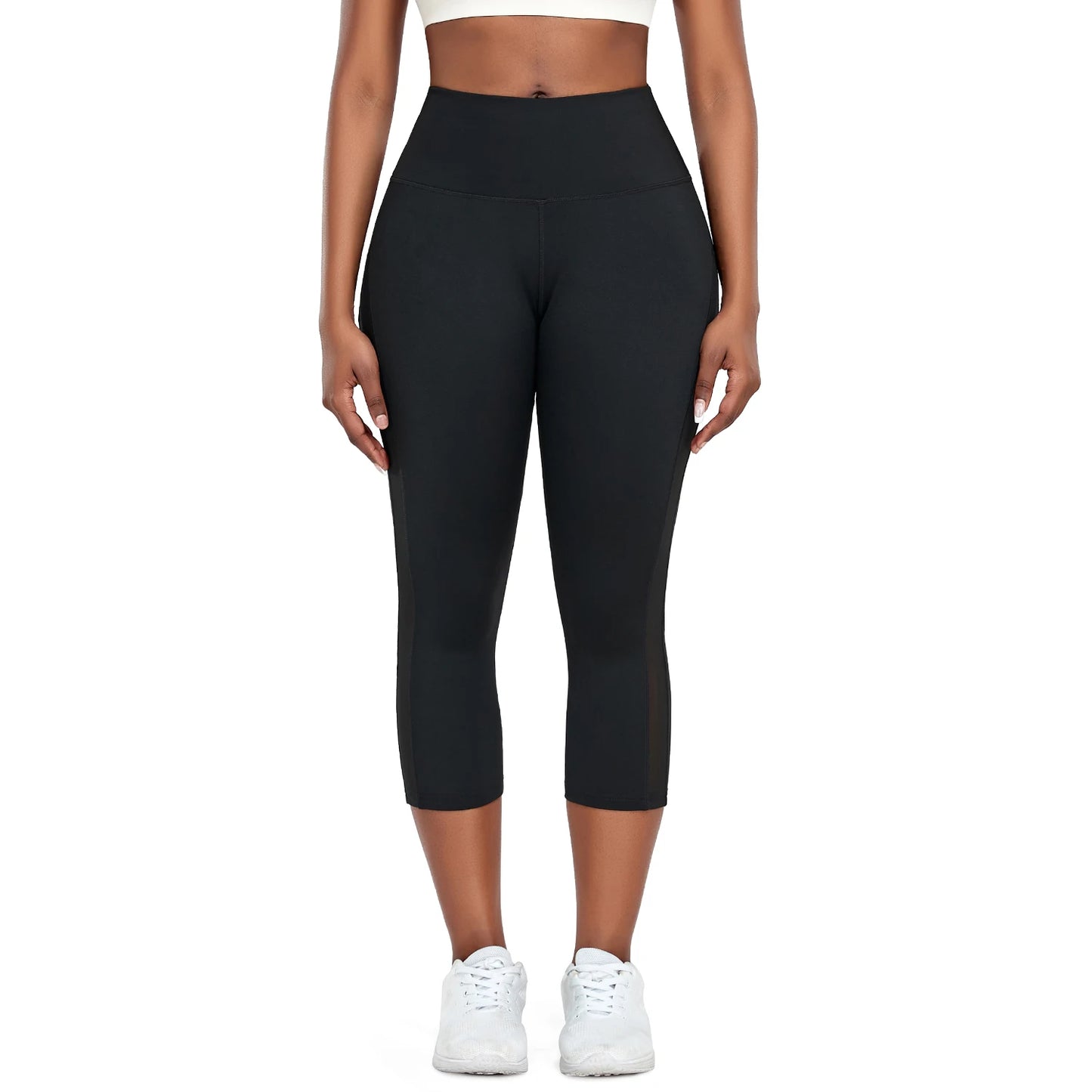 Splicing Capris Leggings for Women with High Waist & Push-Up Design