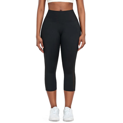 Splicing Capris Leggings for Women with High Waist & Push-Up Design