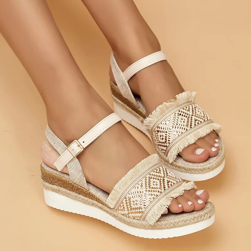 Printed Wedge Lightweight Summer Sandals