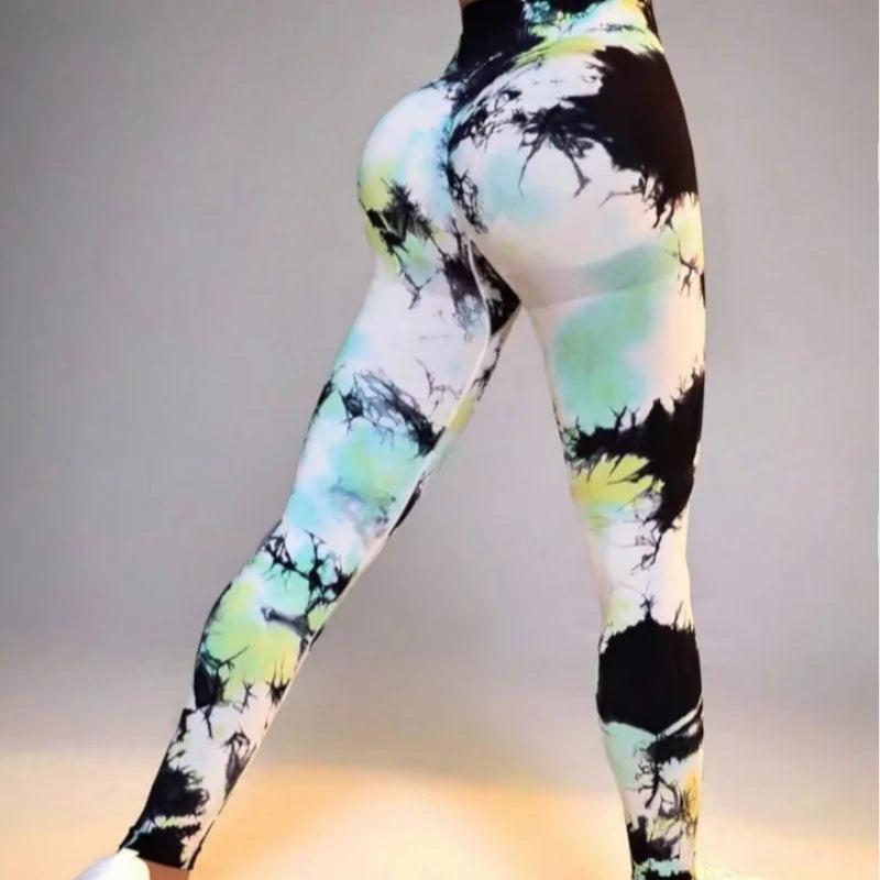 3D Print Tie Dye High Waist Seamless Anti Cellulite Leggings