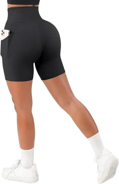 Sports Short Women Cross Workout Yoga Shorts with Pockets – 5" High Waist Biker Shorts