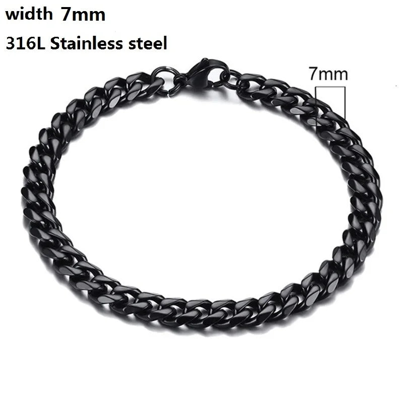 Stainless Steel Cuban Chain Vintage Metal Eternity Bracelet