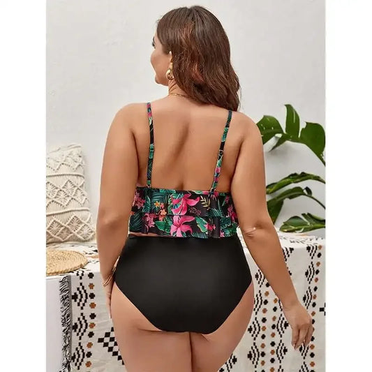 Hot Selling Plus Size Split Swimsuit – Elegant Women’s Bikini with High Waist and Backless Design