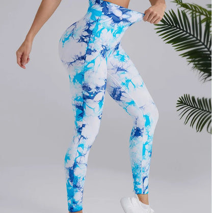 High Waist Seamless Tie Dye Leggings for Women