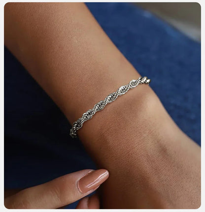 925 Sterling Silver Unisex 4mm Rope Chain Bracelet