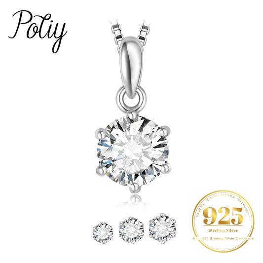 Moissanite Round Cut 925 Sterling Silver Pendant Necklace for Women