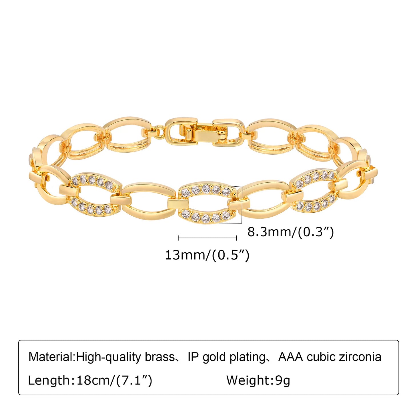 18K Gold Plated Stainless Steel Adjustable Eternity Bracelet for Women