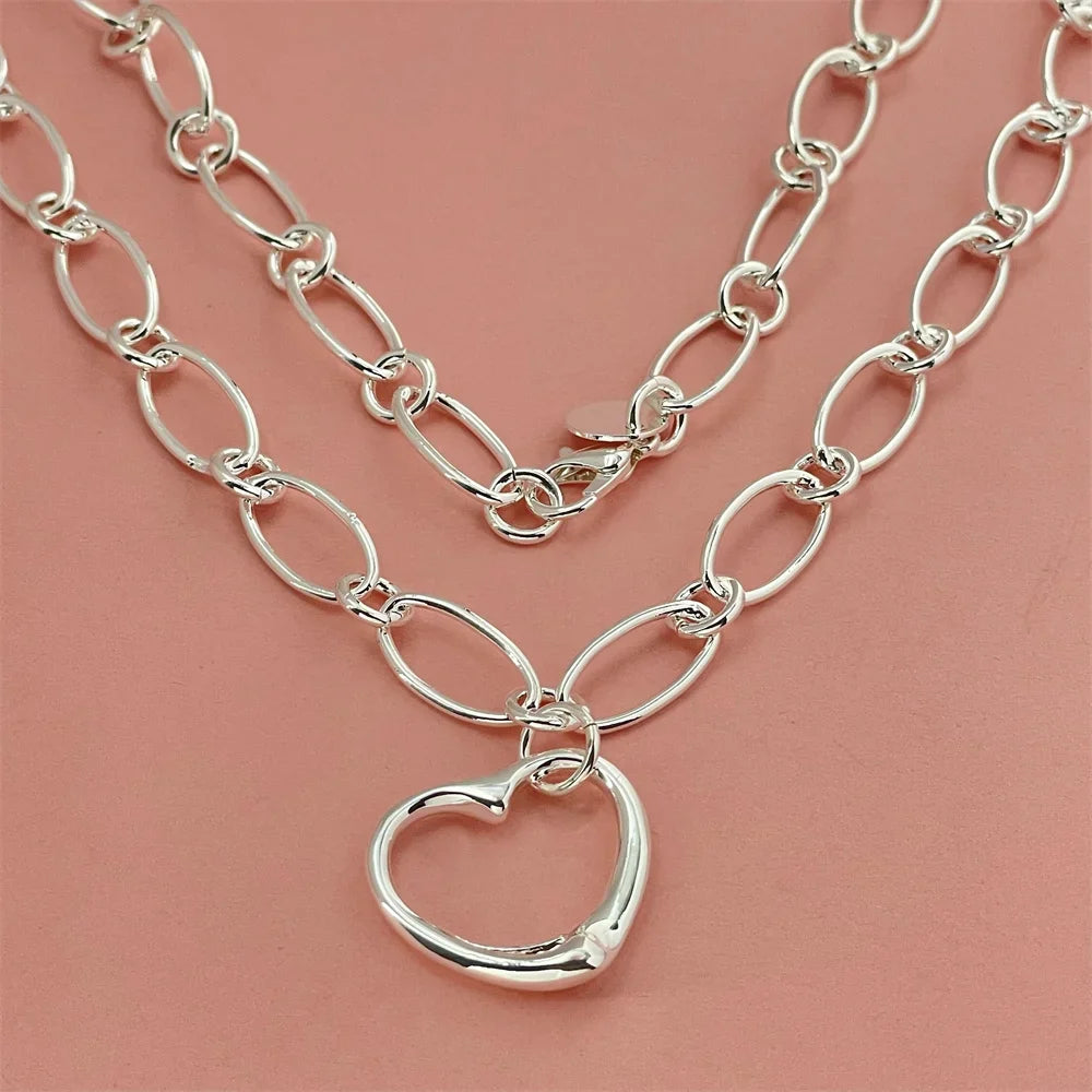 925 Sterling Silver Starfish Heart Pendant Necklace