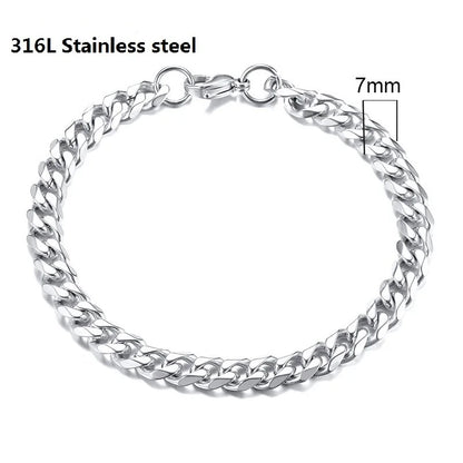 Stainless Steel Cuban Chain Vintage Metal Eternity Bracelet