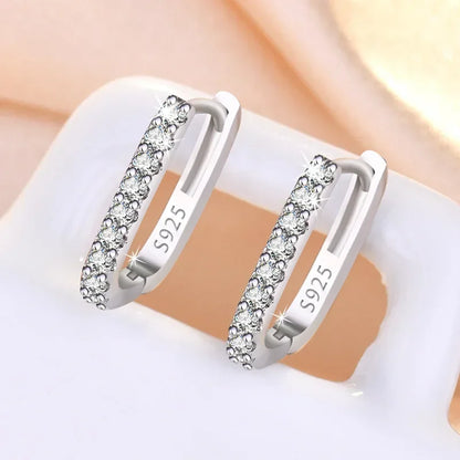 trending products 925 Sterling Silver Crystal Jewelry Fashion Zircon Circle Hoop Earrings for Woman Lady Wedding Party Gifts