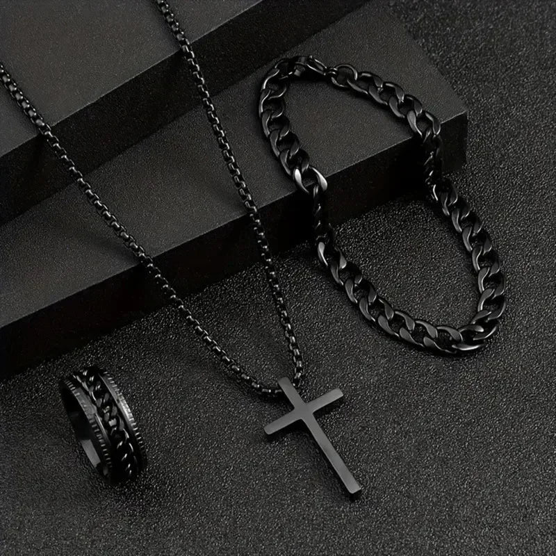 Punk Cross Pendant Eternity Bracelet