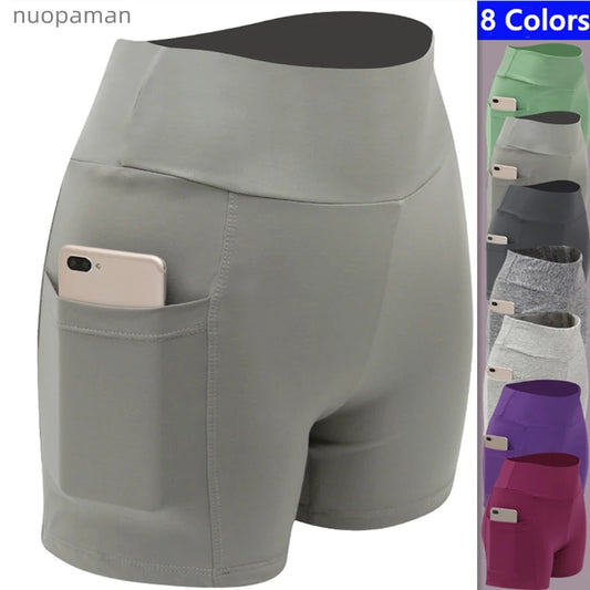 Women's High Waisted Biker Shorts with Side Pockets – Ideal for Workouts and Casual Wear