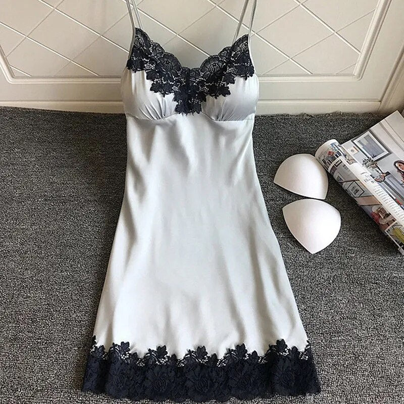 Women's Sexy Lingerie Summer Silk Night Gown Mini Night Dress Sleepwear