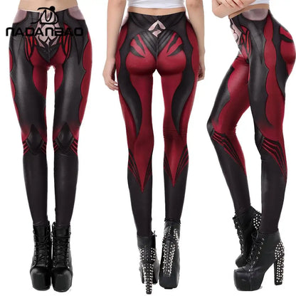 TikTok Viral Leggings – Gothic Style Anime Printed High-Waisted Leggings for Women