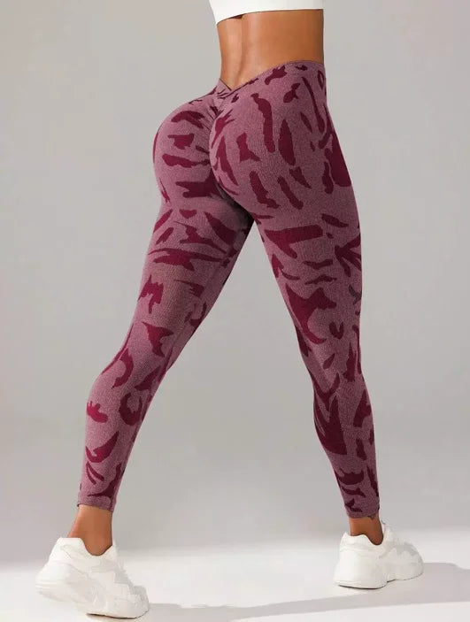 Women’s Butt Lifting Gym Leggings – Scrunch V-Back Workout Pants with Tummy Control