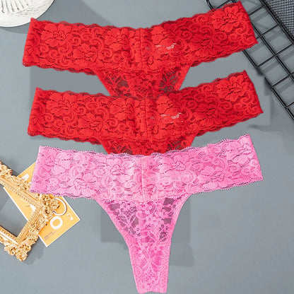 Lace Floral Women Panties Low Waist Breathable Briefs Female Thong Underwear