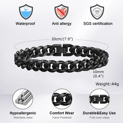 Stainless Stee Bold Cuban Chain Eternity Bracelet for Men