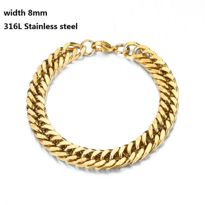 Stainless Steel Cuban Chain Vintage Metal Eternity Bracelet