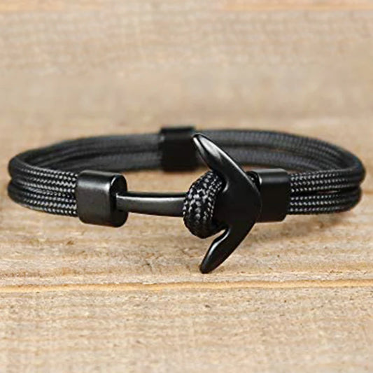 Alloy Anchor Bracelets Bangles Braided Polyester Rope Bracelets For Men