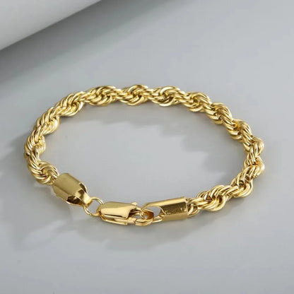 Gorgeous 18k Gold 925 Sterling Silver 4mm Chain Bracelet for Men & Women