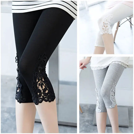 Women’s Summer Hollow Lace Capri Leggings