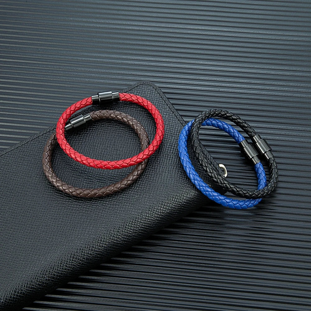 MKENDN Minimalist Braided Leather Bracelet – Handmade Jewelry for Men & Women