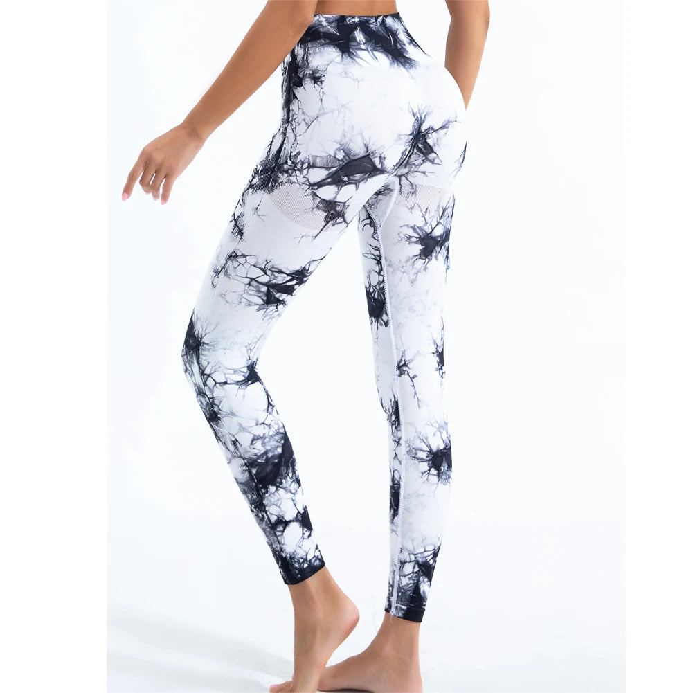 Hip Lifting Seamless Tie-Dye Yoga Leggings for Women