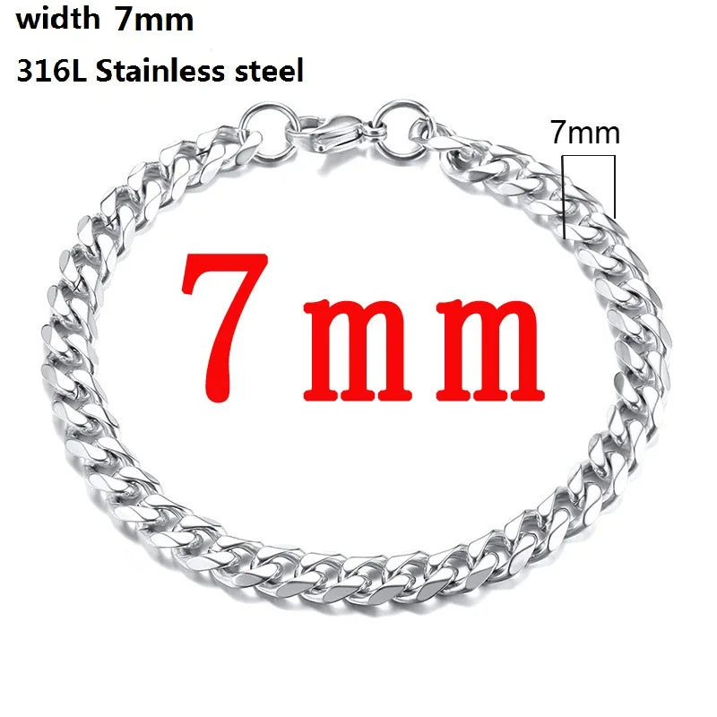 Stainless Steel Cuban Chain Vintage Metal Eternity Bracelet