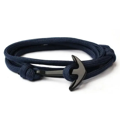 High-Quality Black Anchor Bracelet with Stylish Rope Chain Jewelry for Men