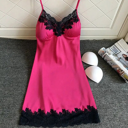 Women's Sexy Lingerie Summer Silk Night Gown Mini Night Dress Sleepwear