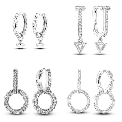 2024 New Sterling Silver S925 Zircon Round Hoop Personality Anti-Lnset Earrings Simple Fine Jewelry For Women Girls Party Gifts