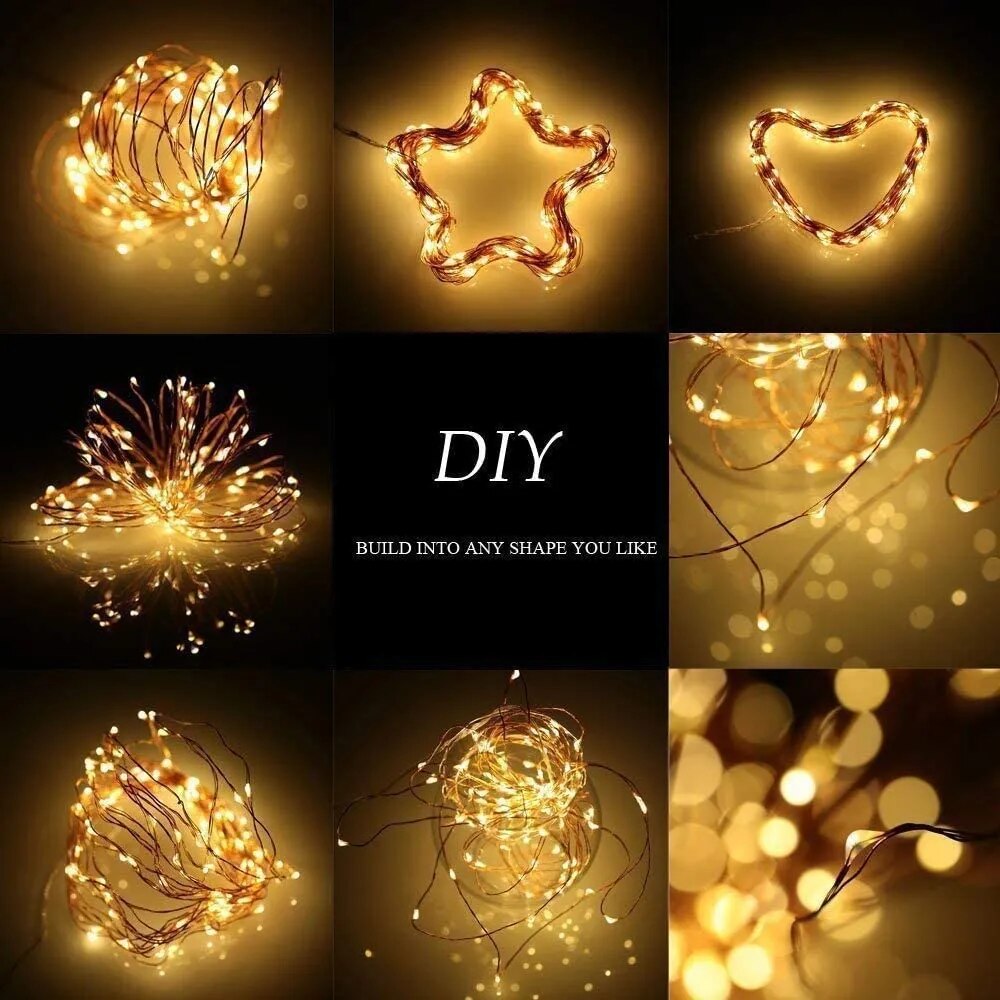 5/10M Copper Wire LED Lights String USB/Battery Waterproof Garland Decor Holiday Light