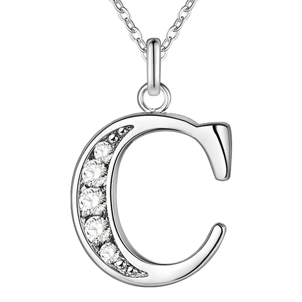 925 Sterling Silver Personalized Necklace – Mosaic Letter Necklace for Women