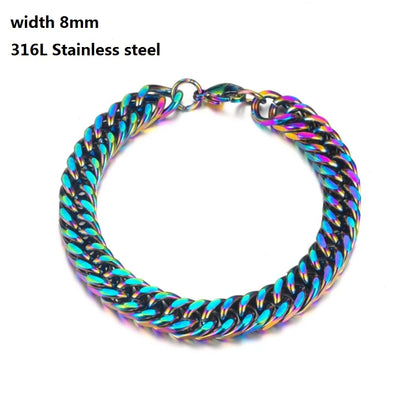 Stainless Steel Cuban Chain Vintage Metal Eternity Bracelet