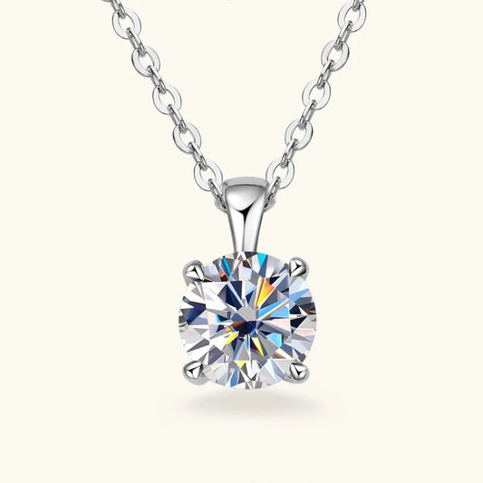 1.0 Carat D Moissanite Solitaire Drop Necklace with 18k Gold Plating