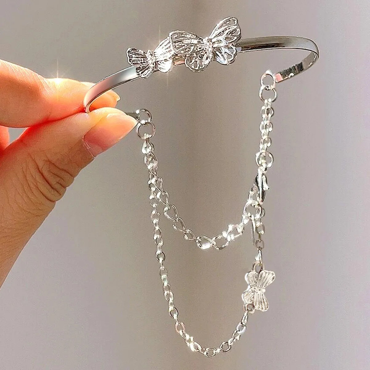 Sparkling Hollow Heart Delicate Eternity Bracelet