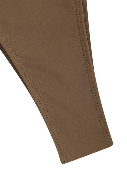 Solid O Ring Swimsuit for Women – Tie Side Shiny Ring Bandeau Bikini with Padded Bra Top