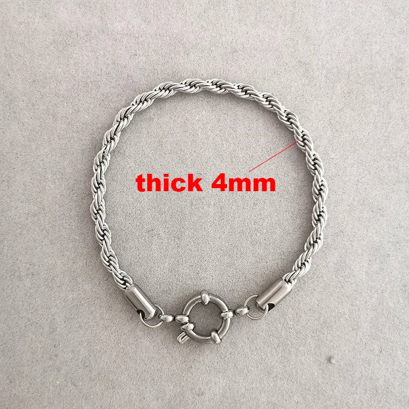 Anchor Clasp Bracelet for Men & Women – Stainless Steel Twist Rope Chain