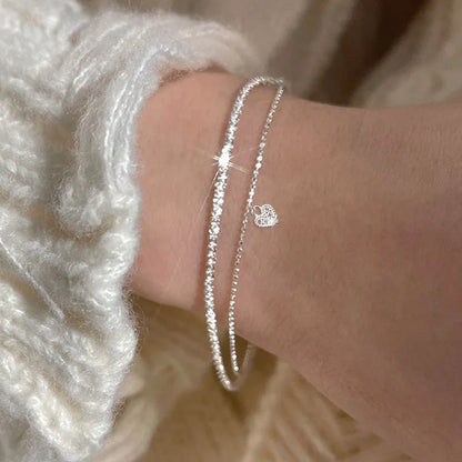 Sparkling Hollow Heart Delicate Eternity Bracelet