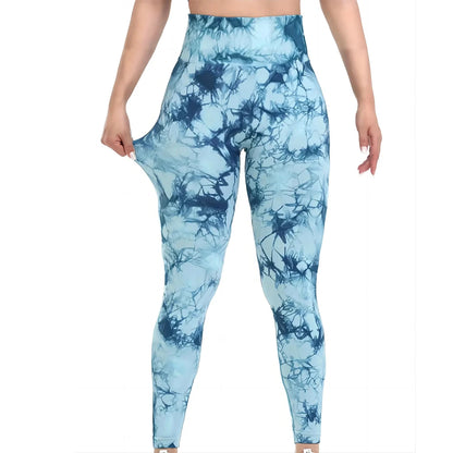 Hip Lifting Seamless Tie-Dye Yoga Leggings for Women