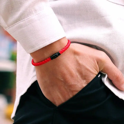 Lucky Red Keel Rope Bracelet – Magnetic Charm for Men & Women