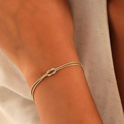 Stainless Steel Knot Snake Chain Bracelet – Gold & Silver