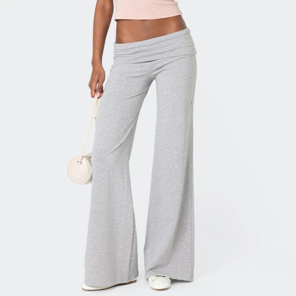 Casual TikTok Viral Wide Leg Sweatpants for Women – Low Rise Flare Lounge Yoga Pants