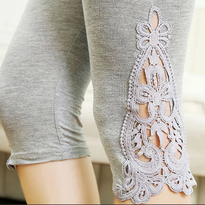 TikTok Viral Leggings for Women – Lace Stretch High-Waisted Capris