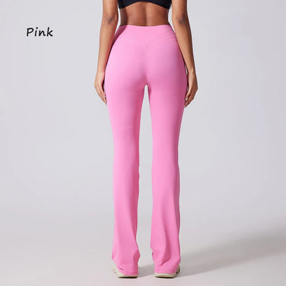Women's Hip lifting flared pants high waisted yoga fitness pants sports micro flared yoga pants wide leg pants