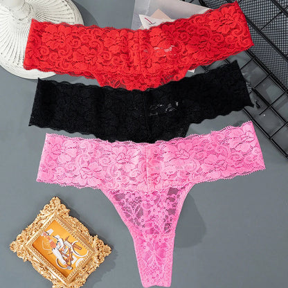 Lace Floral Women Panties Low Waist Breathable Briefs Female Thong Underwear
